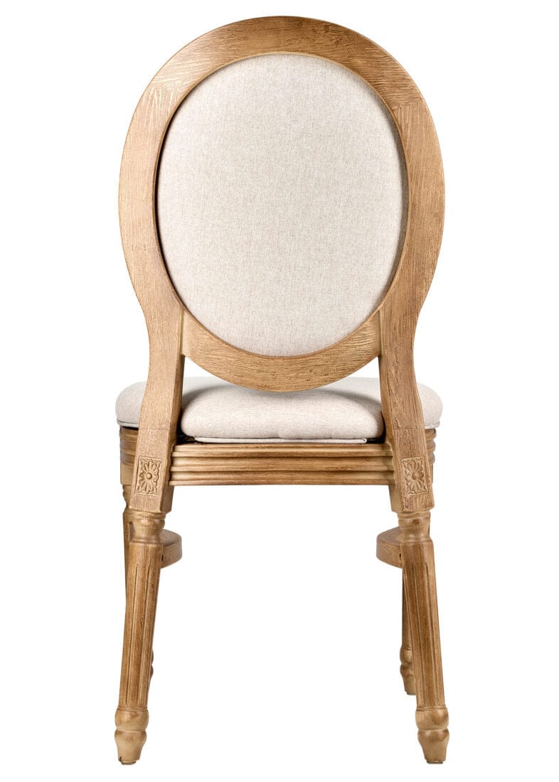 Chestnut Resin Louis Pop Chair Beige Tweed Fabric Back and Seat