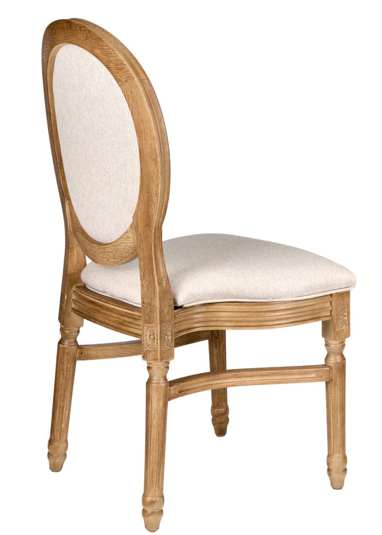 Chestnut Resin Louis Pop Chair Beige Tweed Fabric Back and Seat