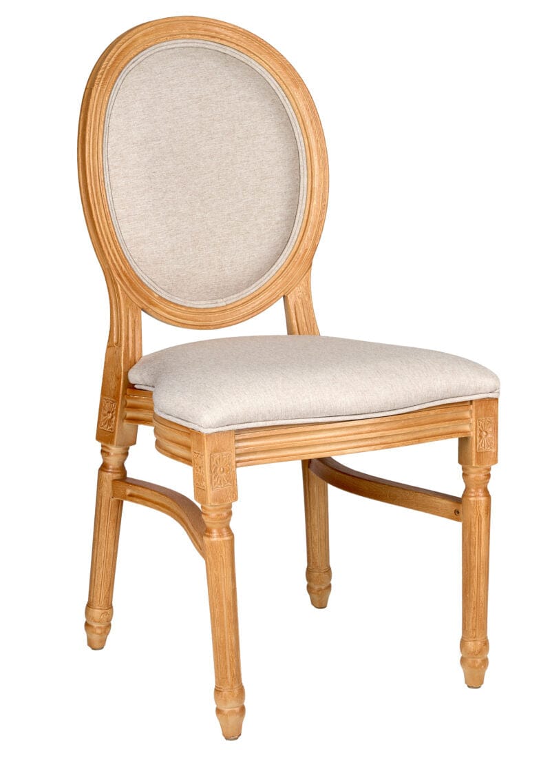 Natural Resin Louis Pop Chair Beige Tweed Fabric Back and Seat