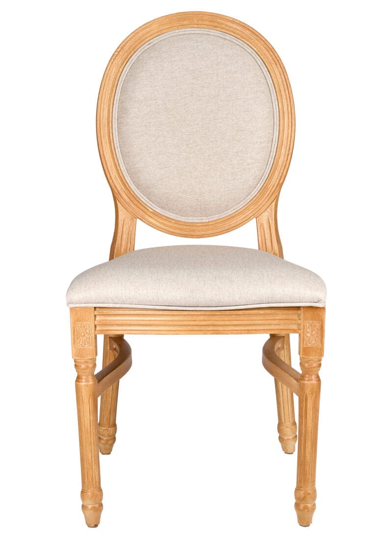 Natural Resin Louis Pop Chair Beige Tweed Fabric Back and Seat
