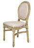 Chivari Antique Distressed Wood Louis Pop Chair Beige Tweed Fabric Back and Seat CLPWANTIQ-ZG-T