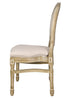 Chivari Antique Distressed Wood Louis Pop Chair Beige Tweed Fabric Back and Seat CLPWANTIQ-ZG-T