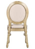 Chivari Antique Distressed Wood Louis Pop Chair Beige Tweed Fabric Back and Seat CLPWANTIQ-ZG-T