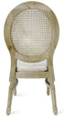 Chivari Antique Distressed Wood Louis Pop Chair Rattan Back and Beige Tweed Fabric Seat CLPWANTIQ-FR-ZG-T