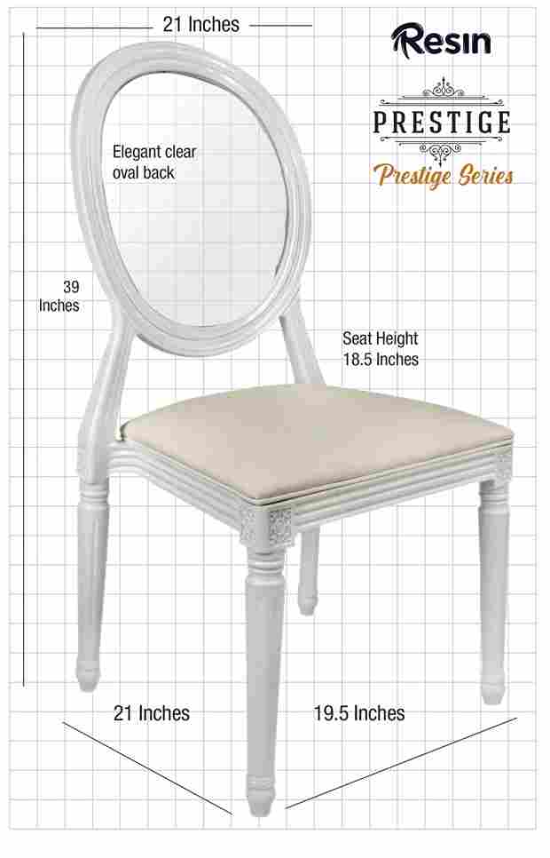 Chivari White Resin Louis Pop Chair Clear Back and White Vinyl Seat CLPRWWC-ZG-T