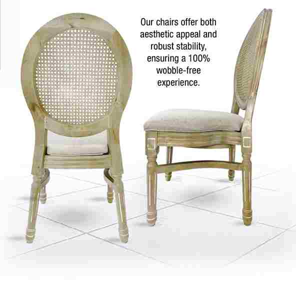 Chivari Antique Distressed Wood Louis Pop Chair Rattan Back and Beige Tweed Fabric Seat CLPWANTIQ-FR-ZG-T