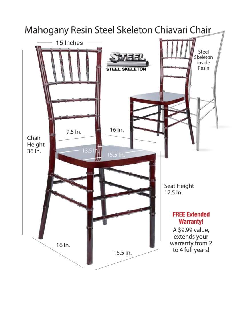 Chivari 100 Person Luxury Event Package:  Includes 100 Mahogany Resin Steel Skeleton™ Chiavari Chairs Plus 10 Round 72" Heavy Duty Banquet Folding Tables Plus a Banquet Table Cart PACK100CCRMSTEEL1072RD-T