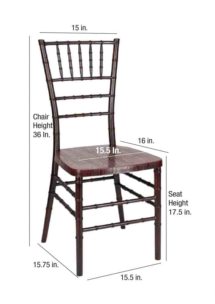 Chivari Mahogany WoodGrain™ Resin Steel Skeleton™ Chiavari Chair CCRMB-STEEL-AX-T