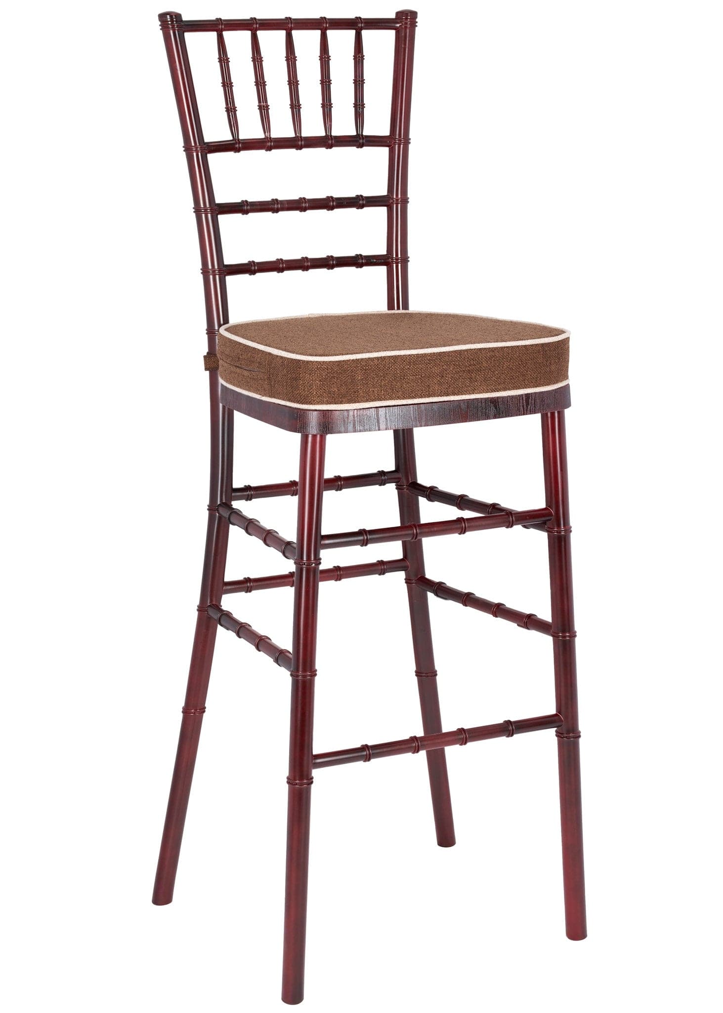 Chivari Mahogany WoodGrain™ Resin Steel Skeleton™ Chiavari Barstool BCRMB-ST-AX-T