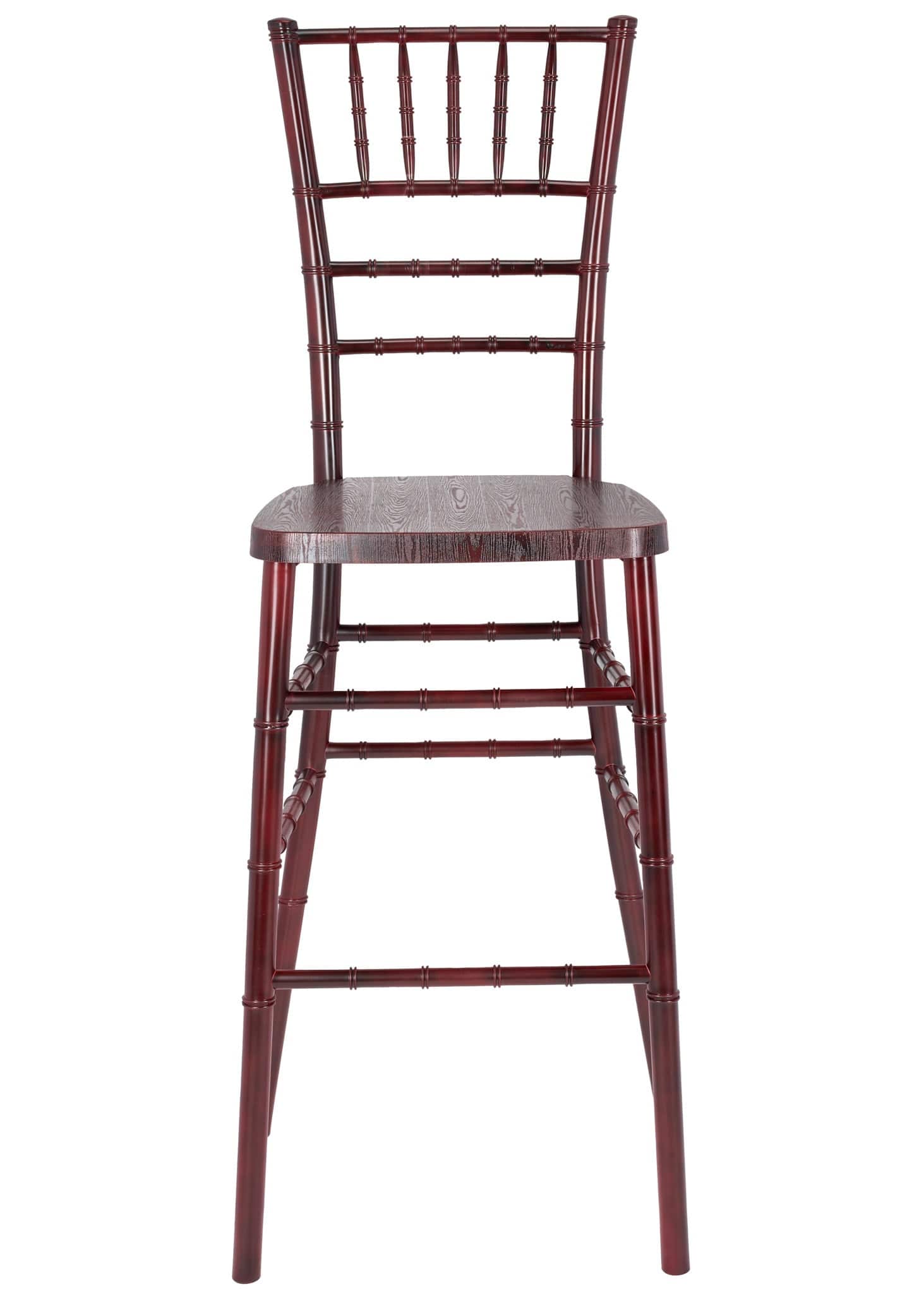 Chivari Mahogany WoodGrain™ Resin Steel Skeleton™ Chiavari Barstool BCRMB-ST-AX-T