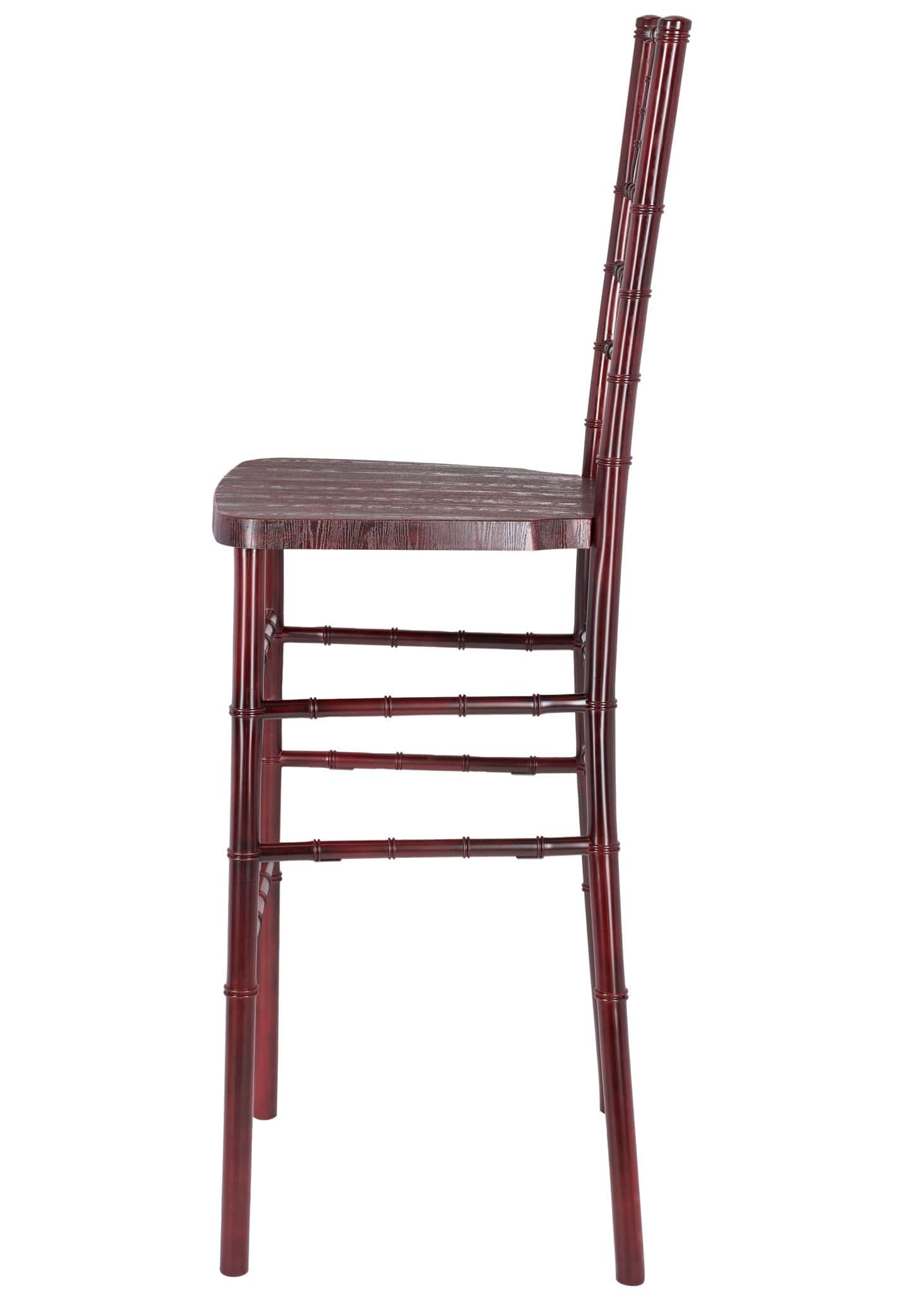 Chivari Mahogany WoodGrain™ Resin Steel Skeleton™ Chiavari Barstool BCRMB-ST-AX-T