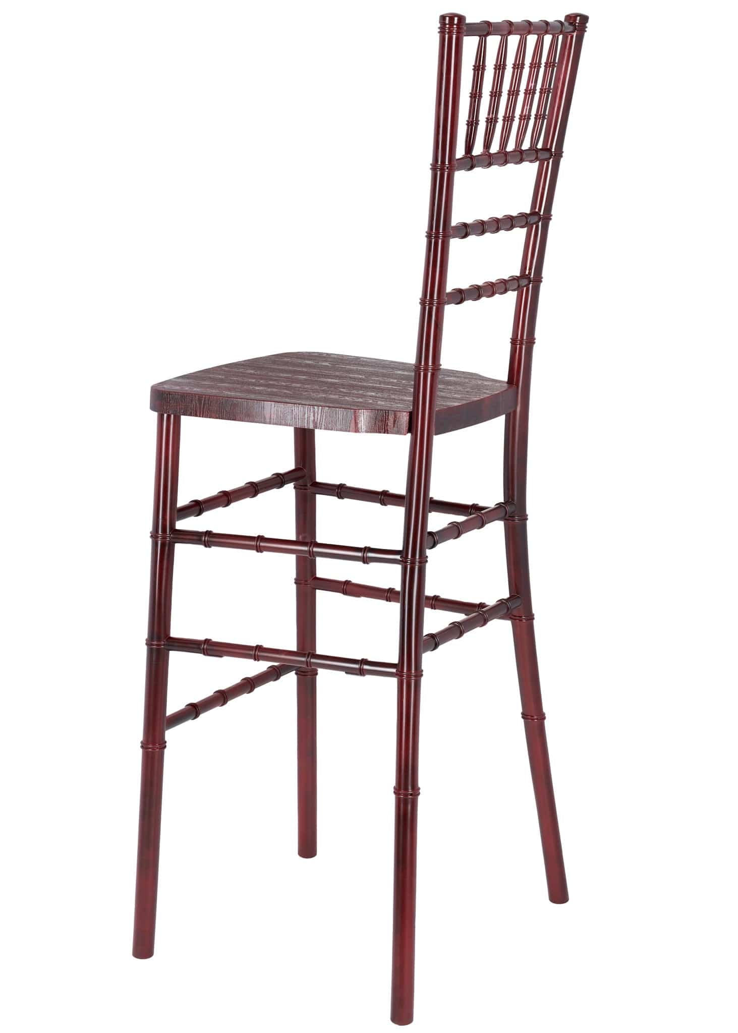 Chivari Mahogany WoodGrain™ Resin Steel Skeleton™ Chiavari Barstool BCRMB-ST-AX-T