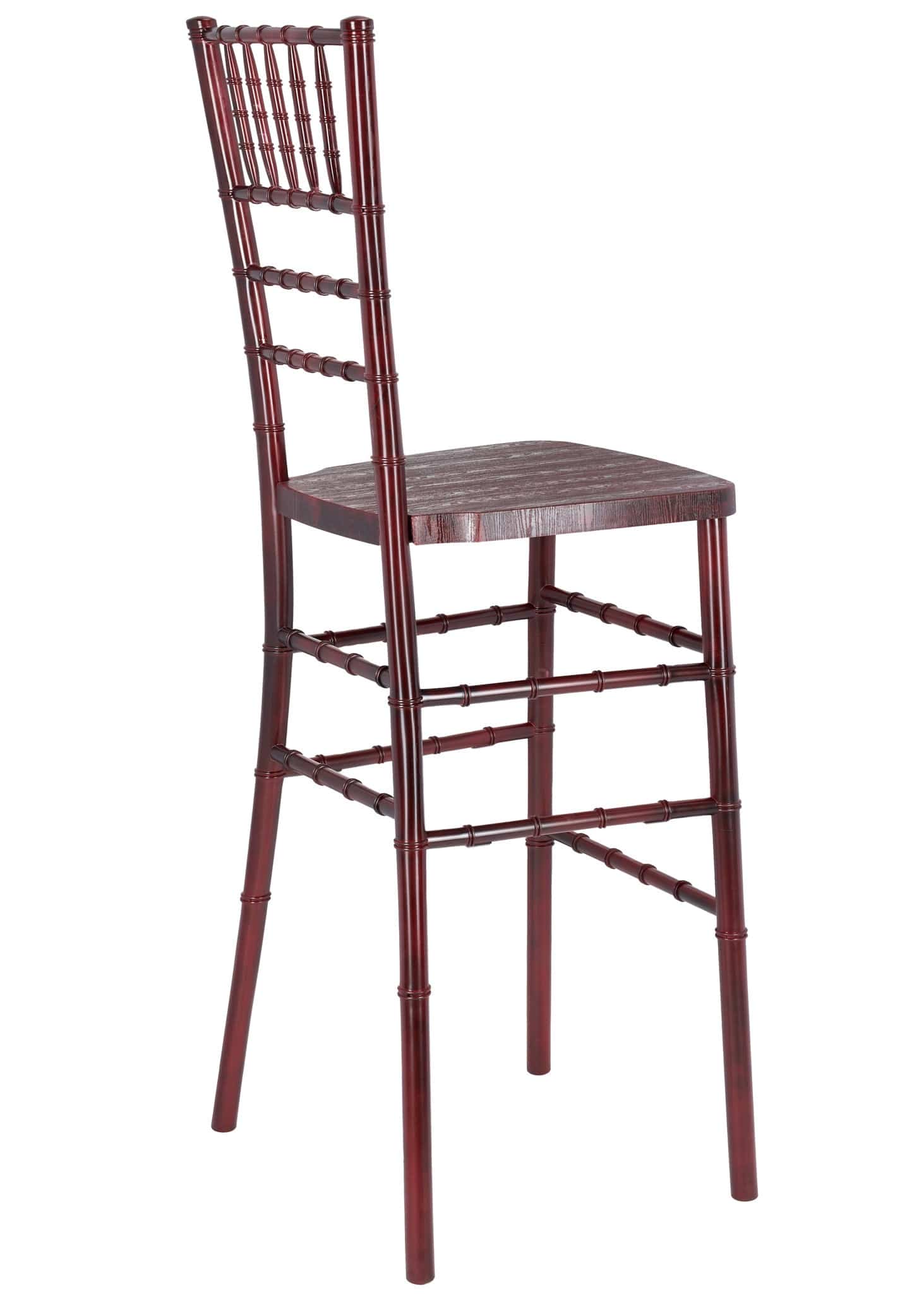 Chivari Mahogany WoodGrain™ Resin Steel Skeleton™ Chiavari Barstool BCRMB-ST-AX-T