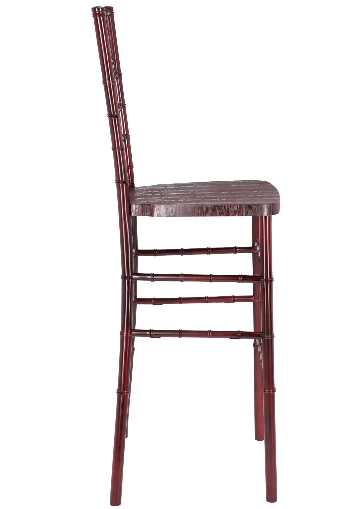 Chivari Mahogany WoodGrain™ Resin Steel Skeleton™ Chiavari Barstool BCRMB-ST-AX-T