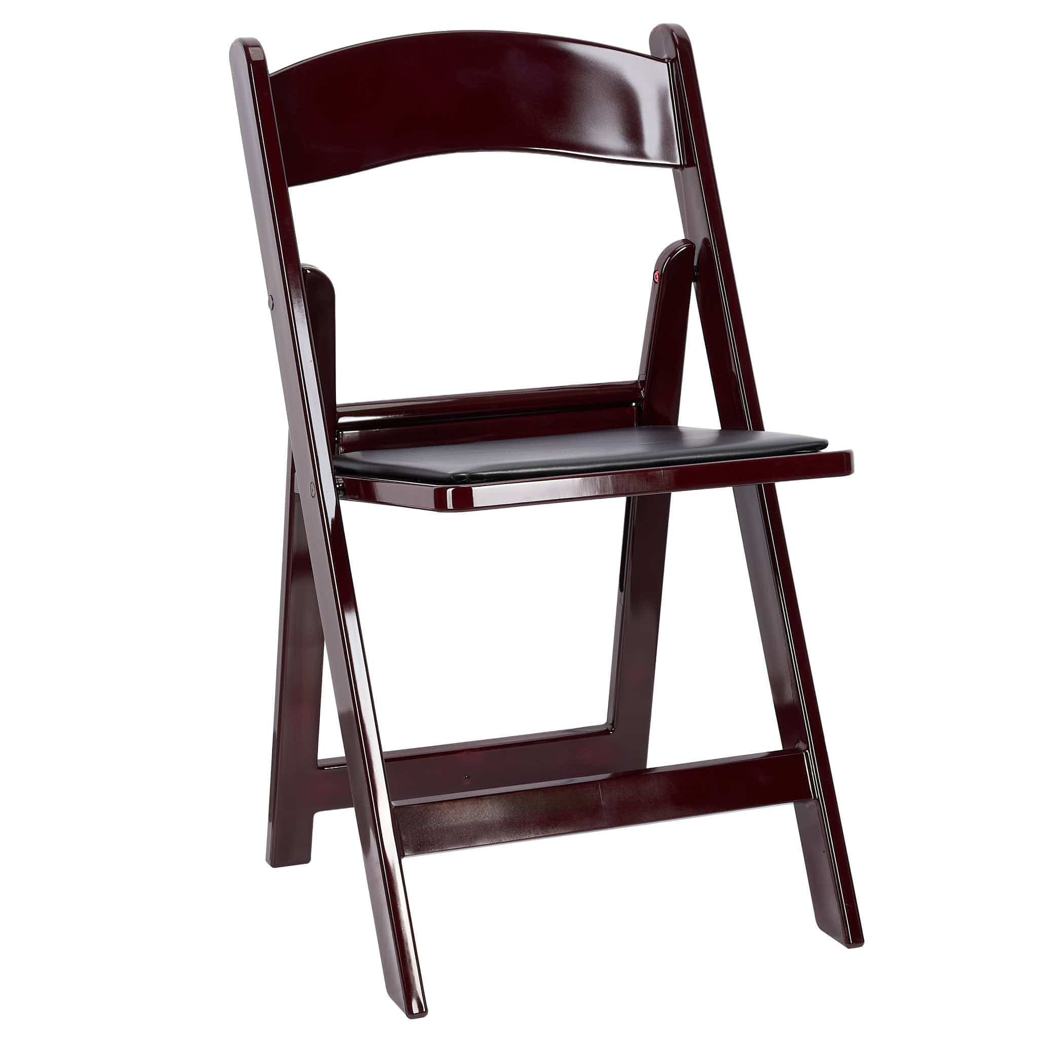 Chivari Mahogany Resin Folding Chair with Black Cushion CFRM-AX-T