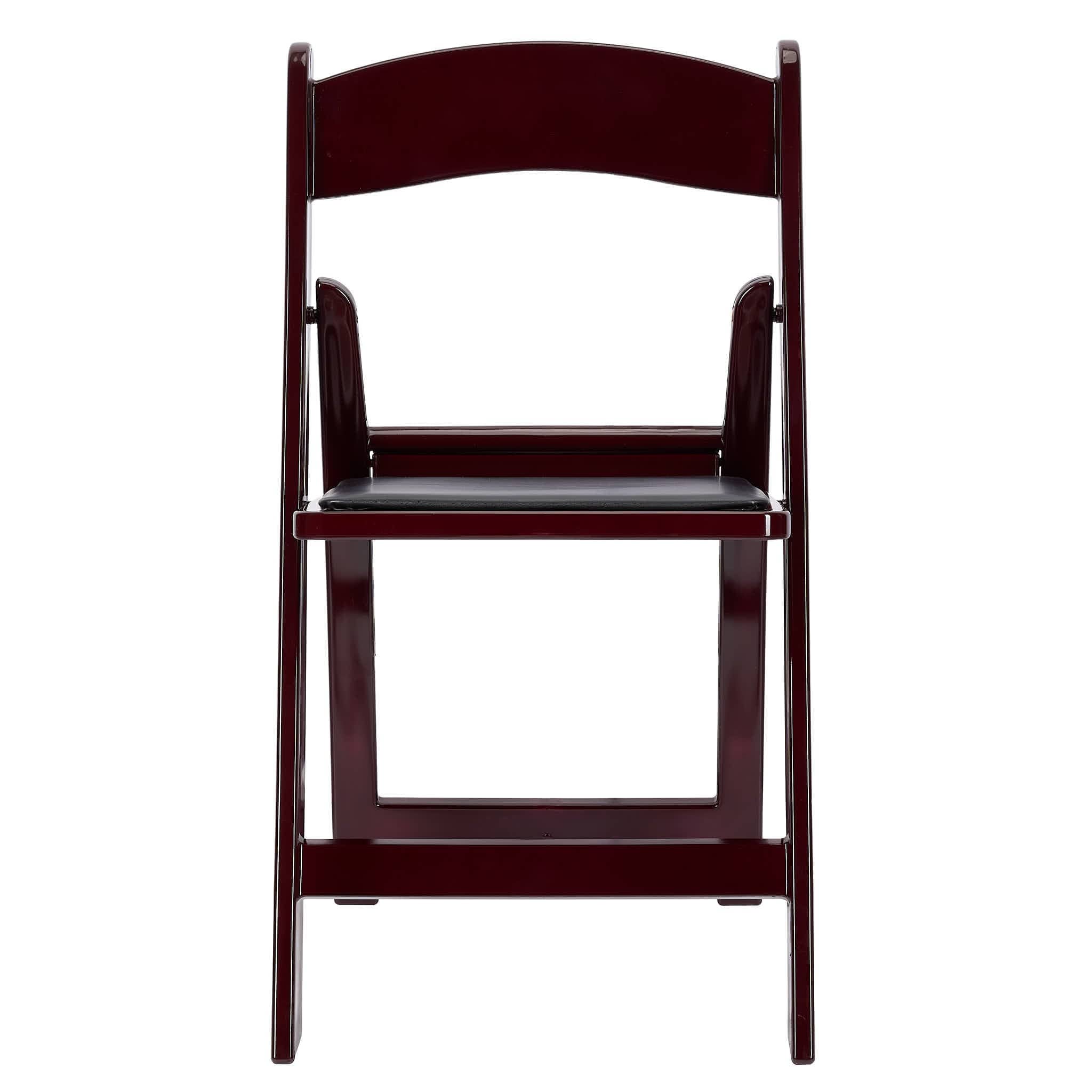 Chivari Mahogany Resin Folding Chair with Black Cushion CFRM-AX-T
