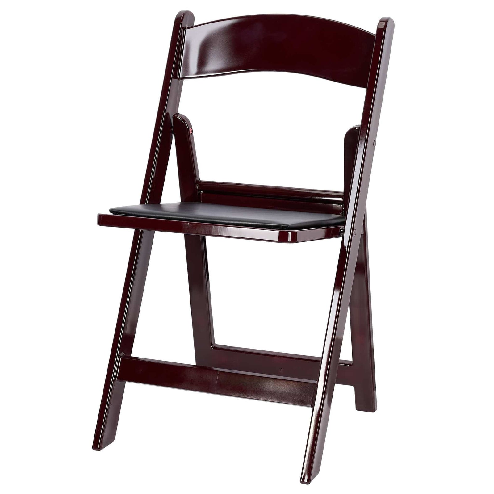 Chivari Mahogany Resin Folding Chair with Black Cushion CFRM-AX-T