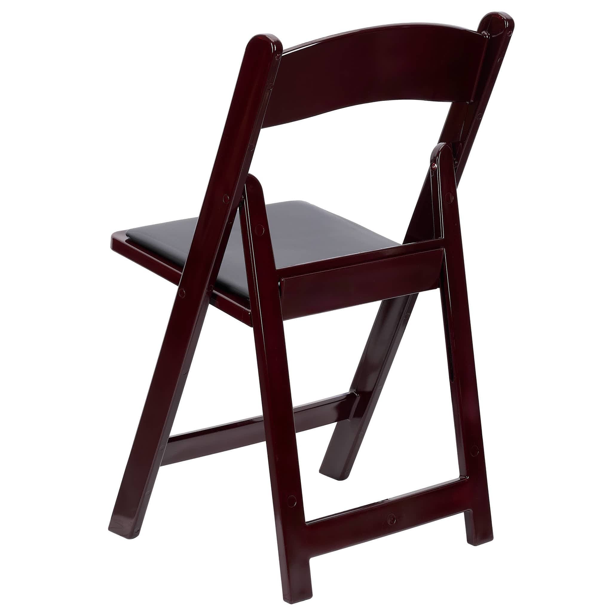 Chivari Mahogany Resin Folding Chair with Black Cushion CFRM-AX-T