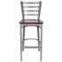 Chivari Ladder Back Bar Stool with Silver Frame and Mahogany Wood Seat BLMSWMW-ZF-KT