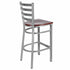 Chivari Ladder Back Bar Stool with Silver Frame and Mahogany Wood Seat BLMSWMW-ZF-KT