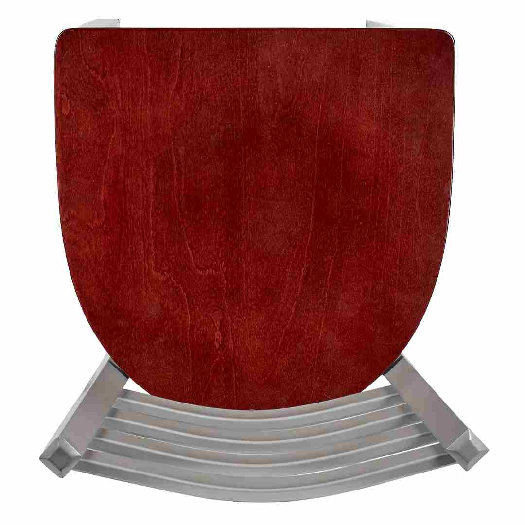Chivari Ladder Back Bar Stool with Silver Frame and Mahogany Wood Seat BLMSWMW-ZF-KT