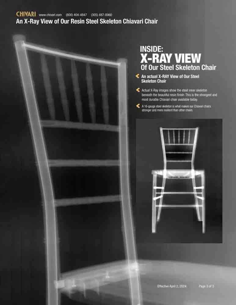 Chivari White Resin Steel Skeleton™ Chiavari Chair (Per Chair Price Shown – Sold only in Quantities of 4) Some Assembly Required CCRW-U4-STEEL-AX-T