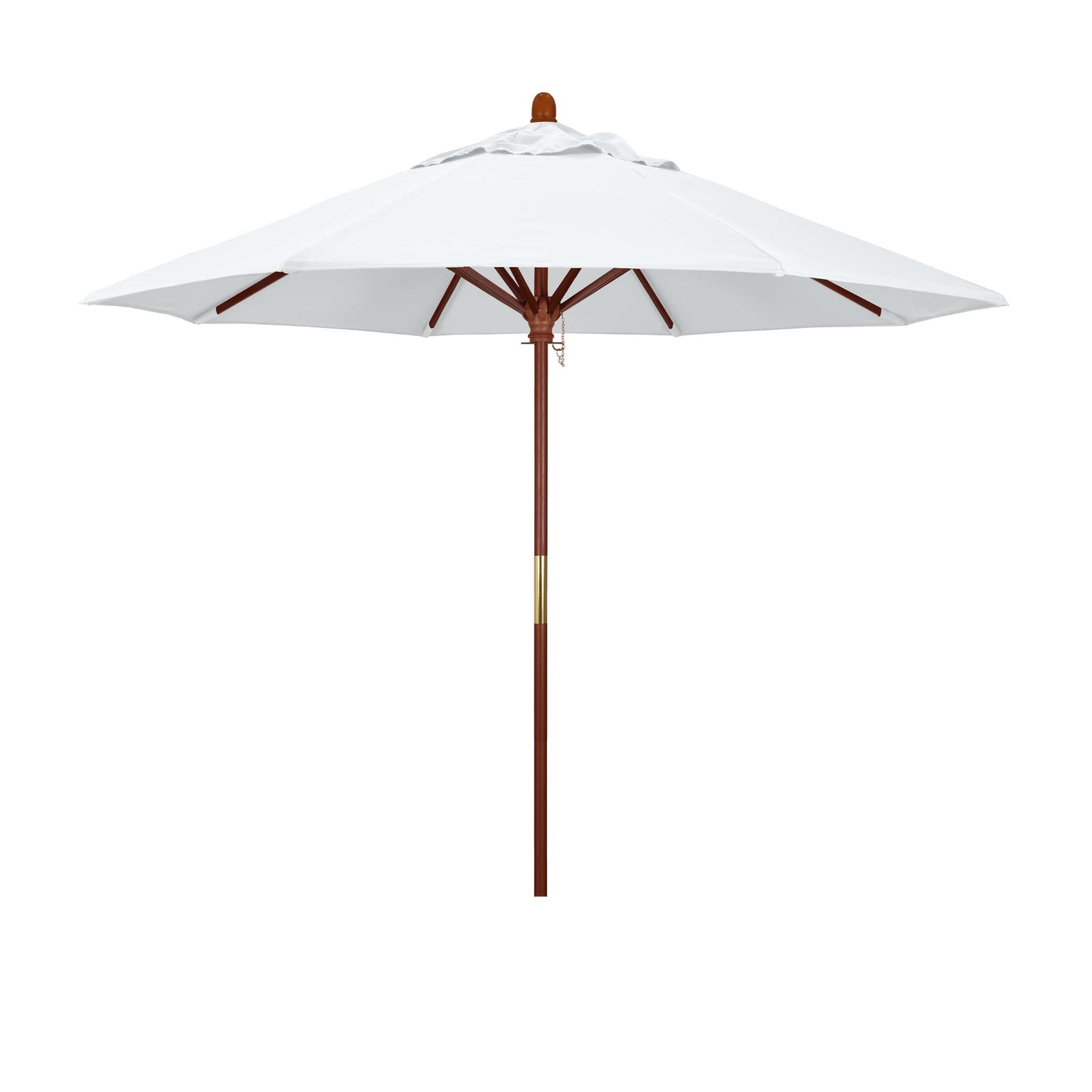 California Umbrellas White 9' Hardwood Patio Umbrella, Olefin Canopy CAL-MARE908-F04