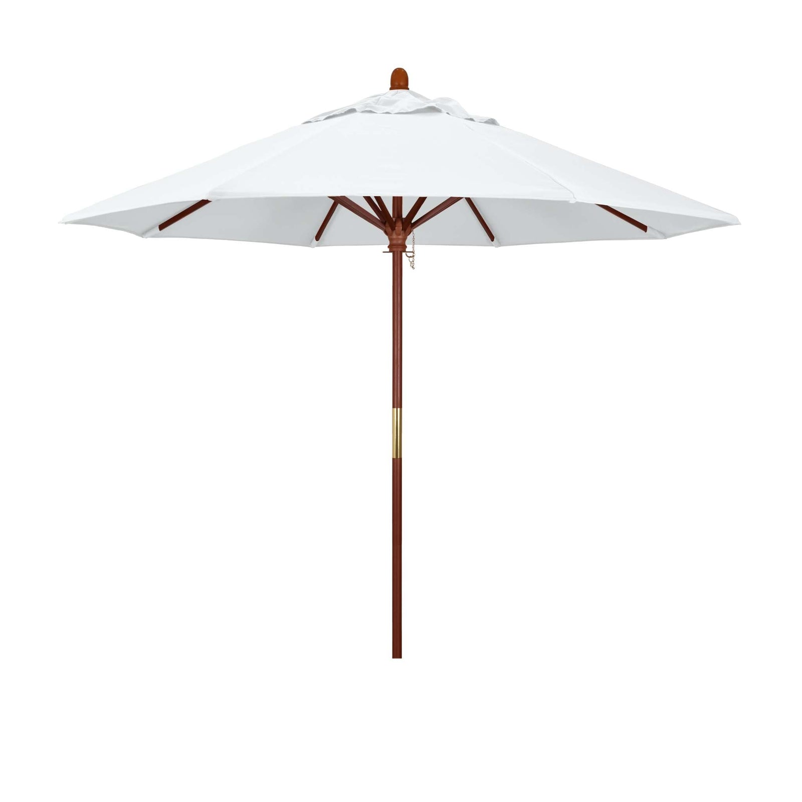 California Umbrellas White 9' Hardwood Patio Umbrella, Olefin Canopy CAL-MARE908-F04