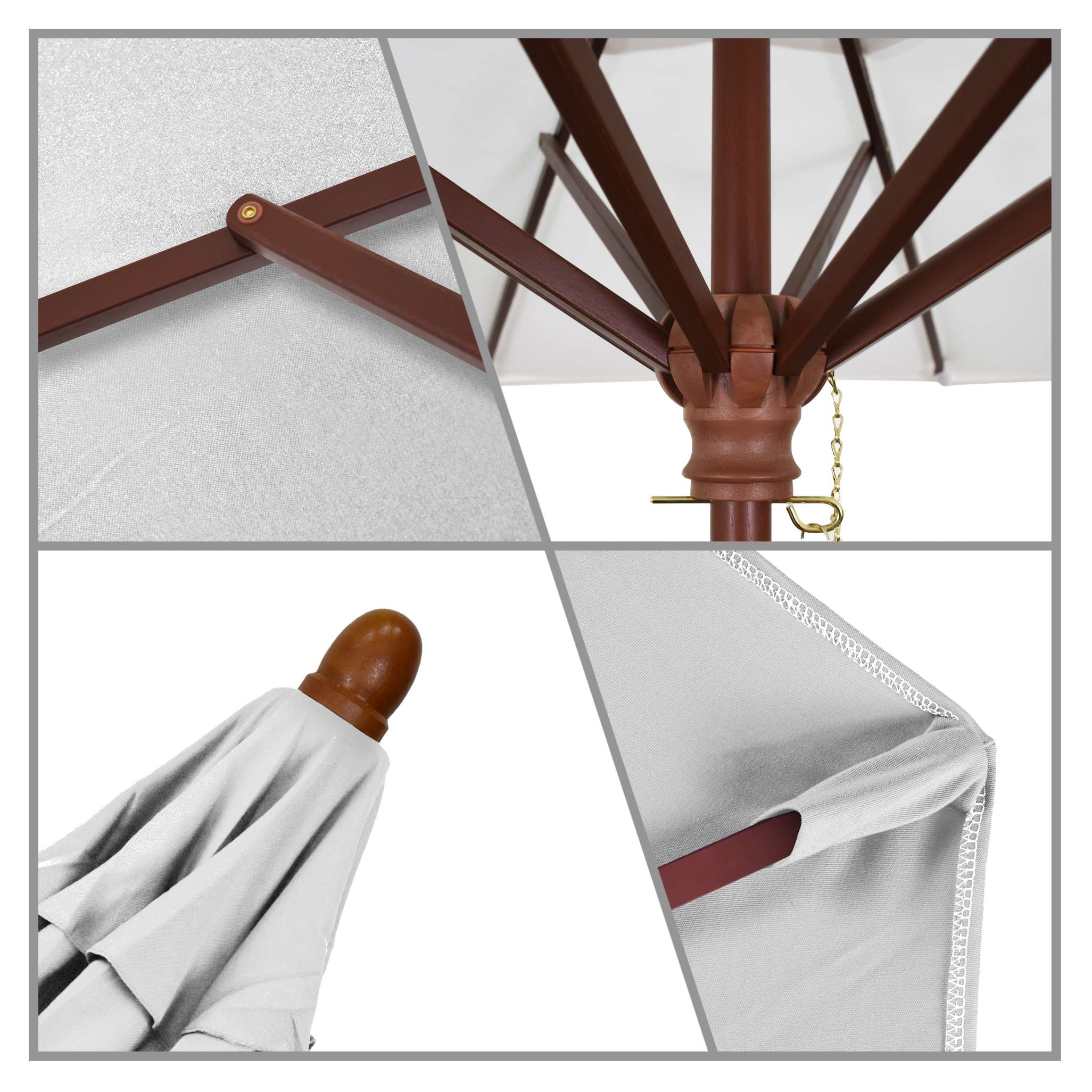 California Umbrellas White 9' Hardwood Patio Umbrella, Olefin Canopy CAL-MARE908-F04