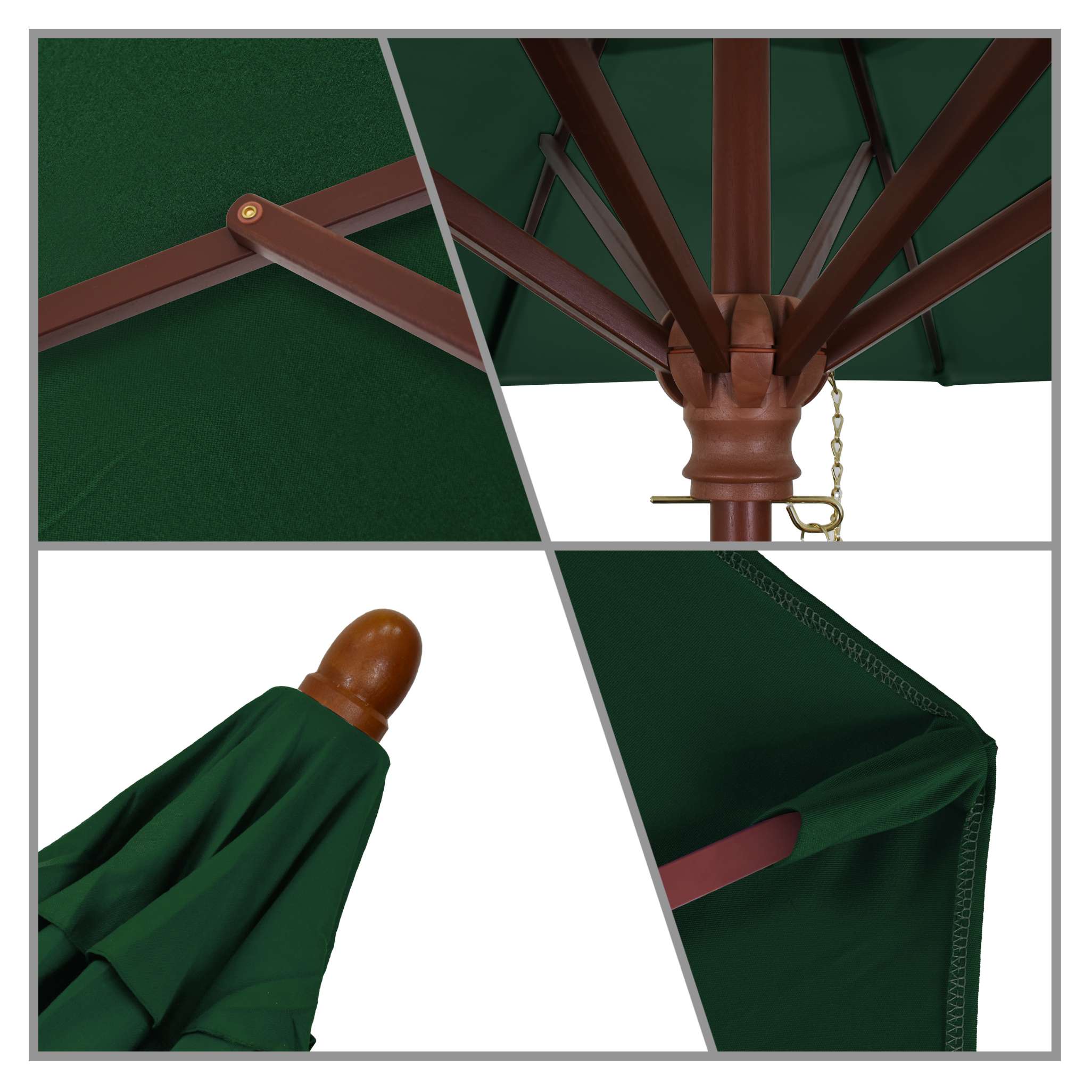 California Umbrellas Hunter Green 9' Hardwood Patio Umbrella, Olefin Canopy CAL-MARE908-F08