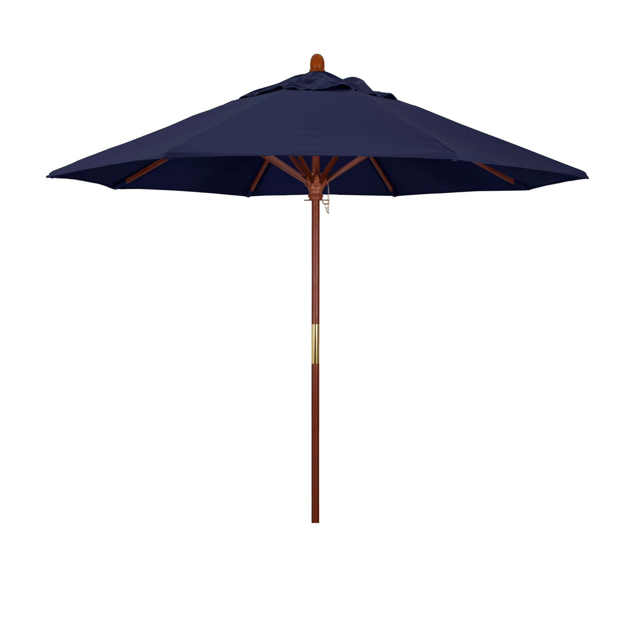 California Umbrellas Navy Blue 9' Hardwood Patio Umbrella, Olefin Canopy CAL-MARE908-F09