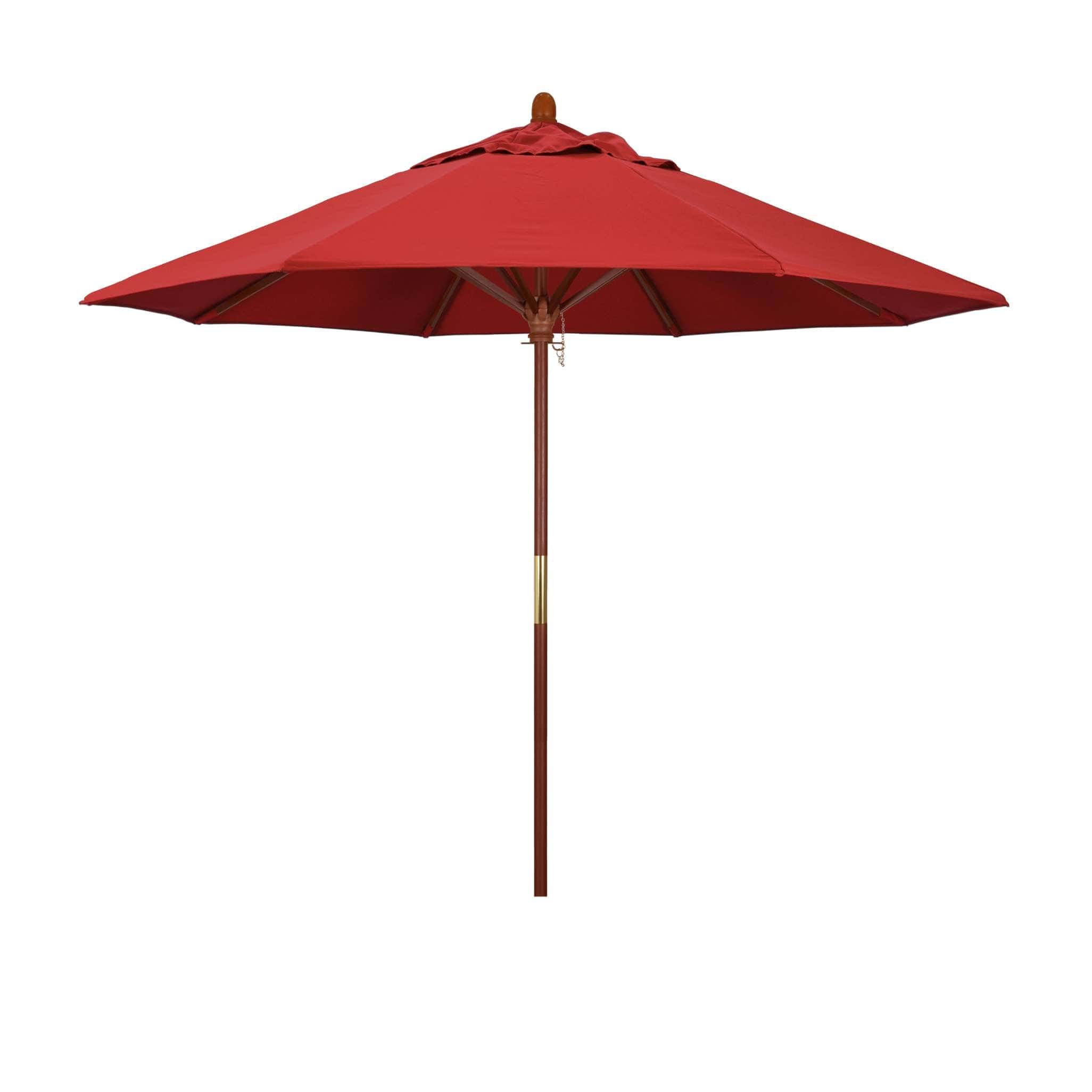 California Umbrellas Red 9' Hardwood Patio Umbrella, Olefin Canopy CAL-MARE908-F13