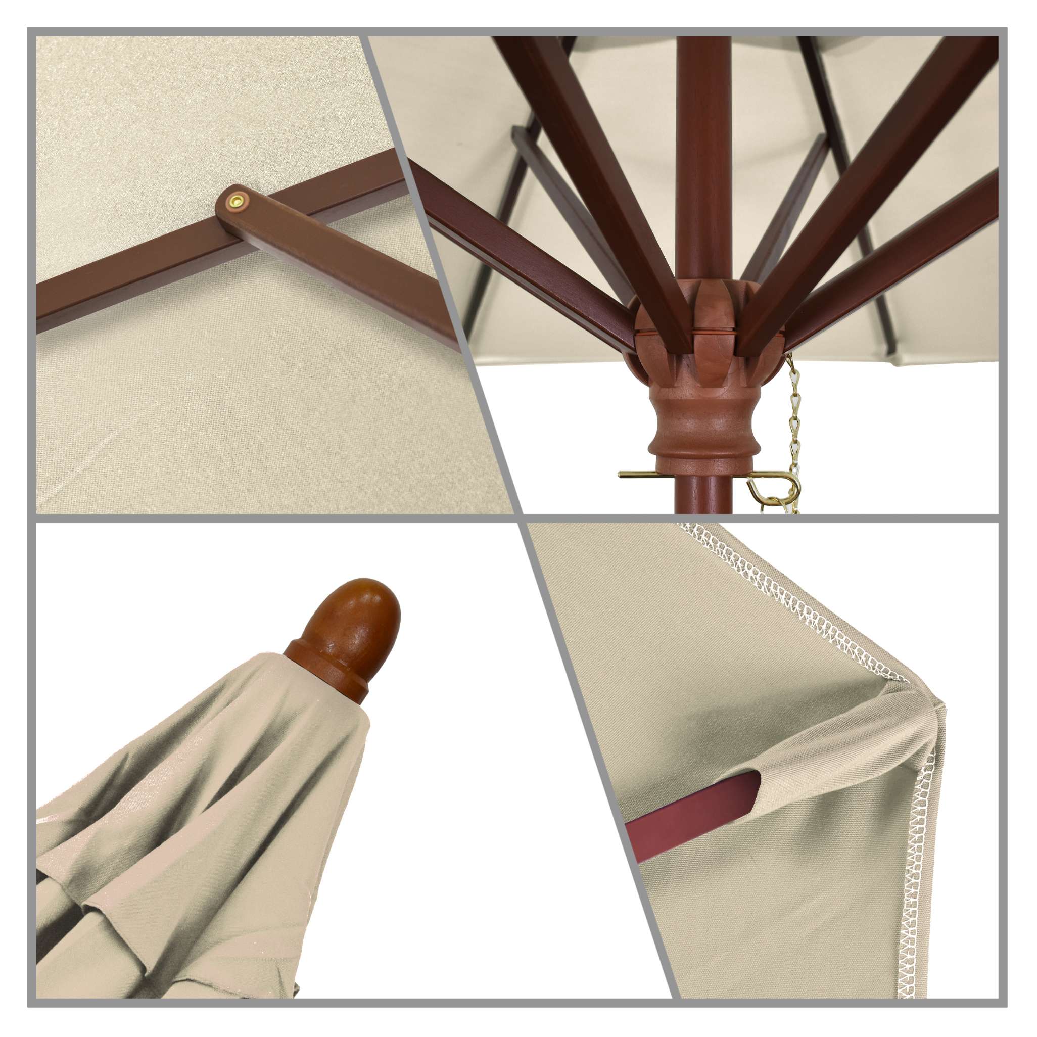 California Umbrellas Antique Beige 9' Hardwood Patio Umbrella, Olefin Canopy CAL-MARE908-F22