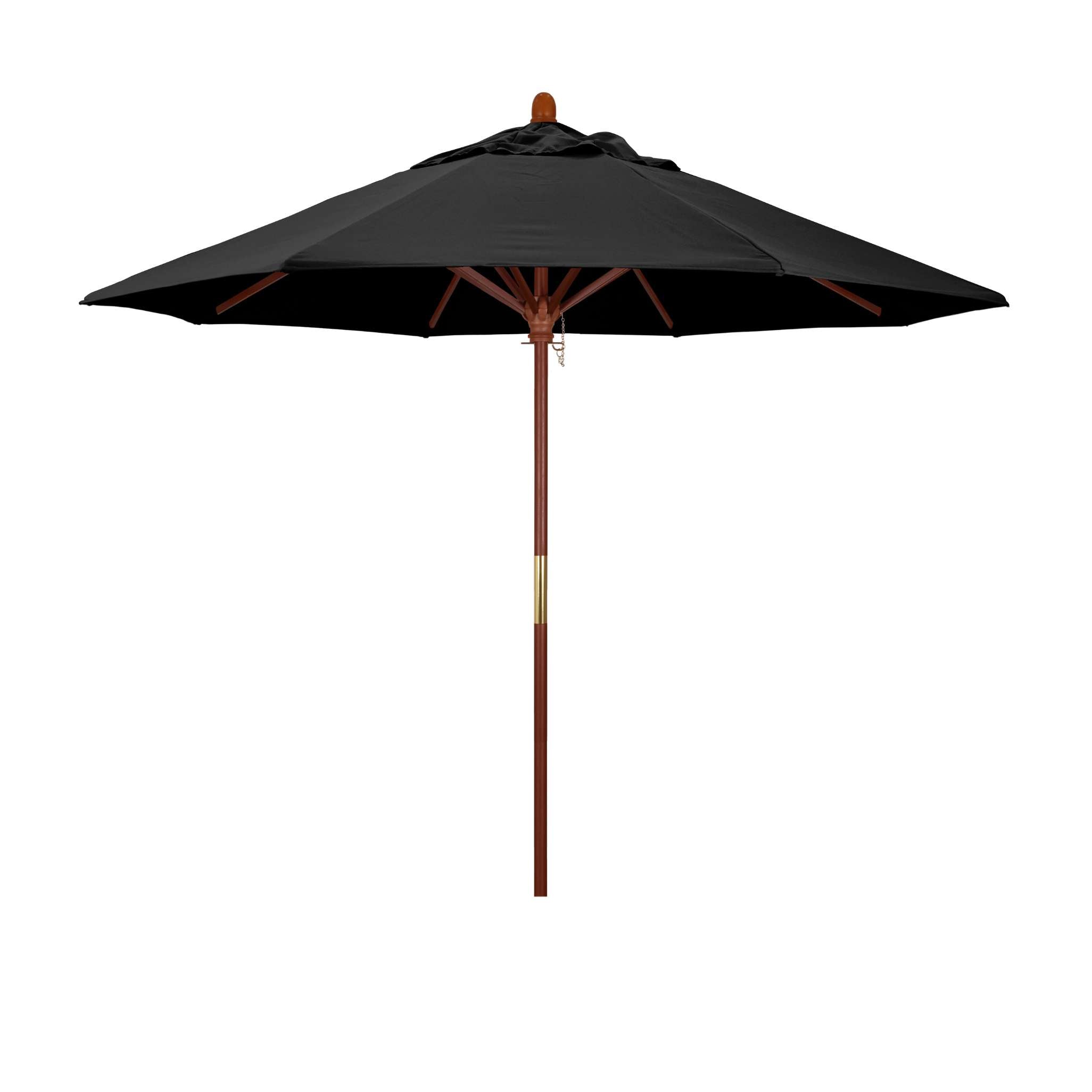 California Umbrellas Black 9' Hardwood Patio Umbrella, Olefin Canopy CAL-MARE908-F32