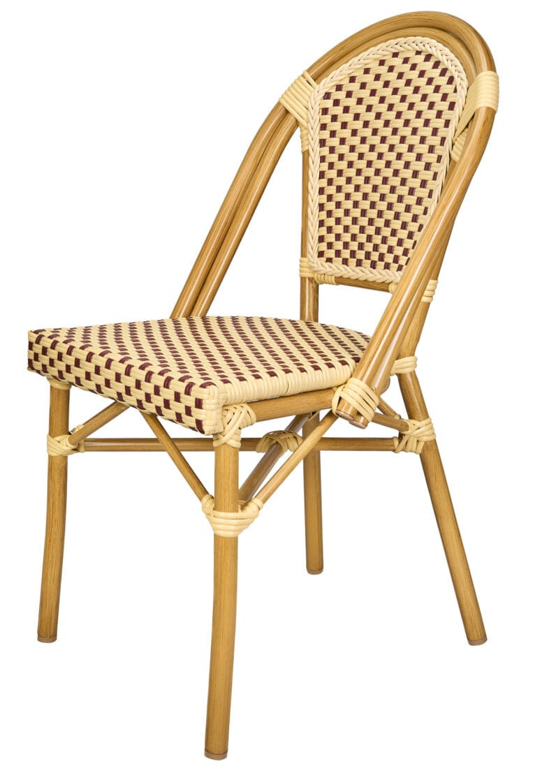 Toulouse Beige and Maroon French Bistro Set Includes 48" x 36" Table and 4 Chairs FBK-SQ-BM-WM4-AX