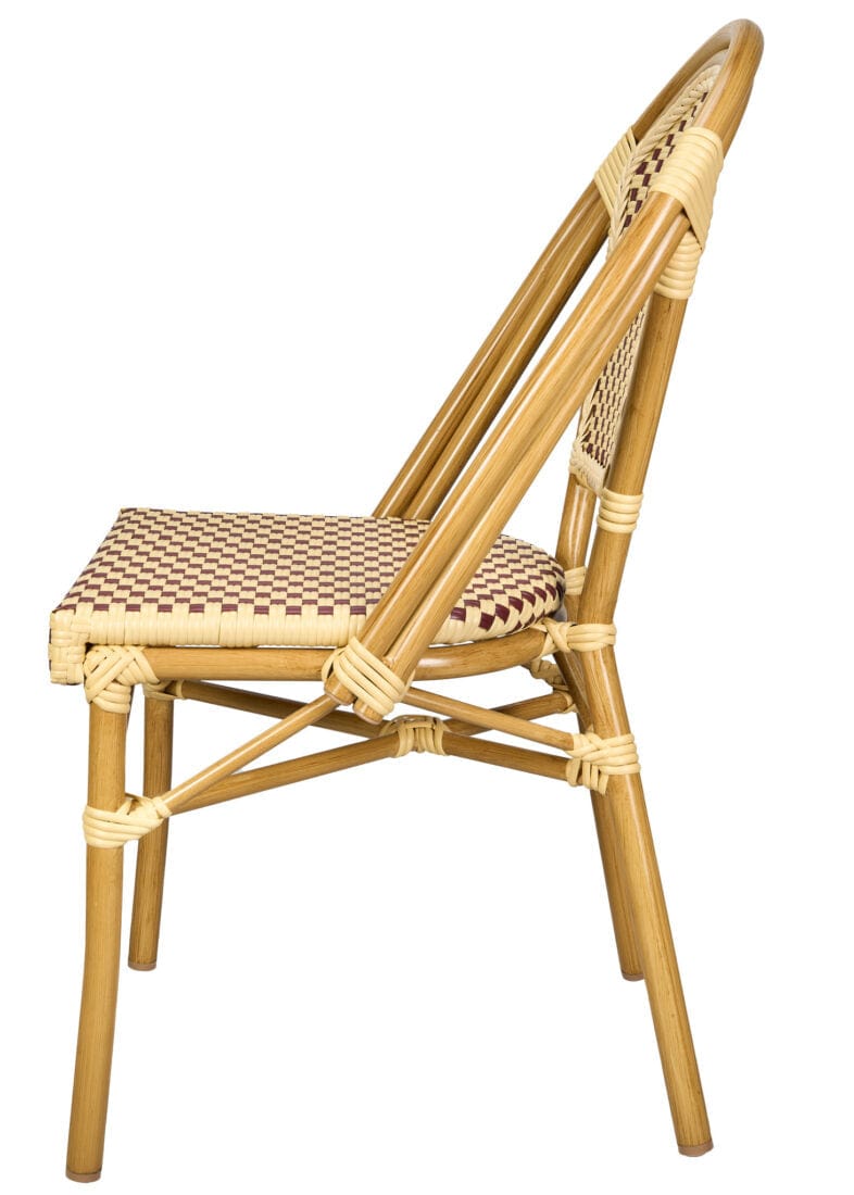 Toulouse Beige and Maroon French Bistro Set Includes 48" x 36" Table and 4 Chairs FBK-SQ-BM-WM4-AX
