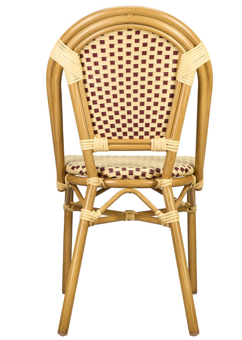 Toulouse Beige and Maroon French Bistro Set Includes 48" x 36" Table and 4 Chairs FBK-SQ-BM-WM4-AX