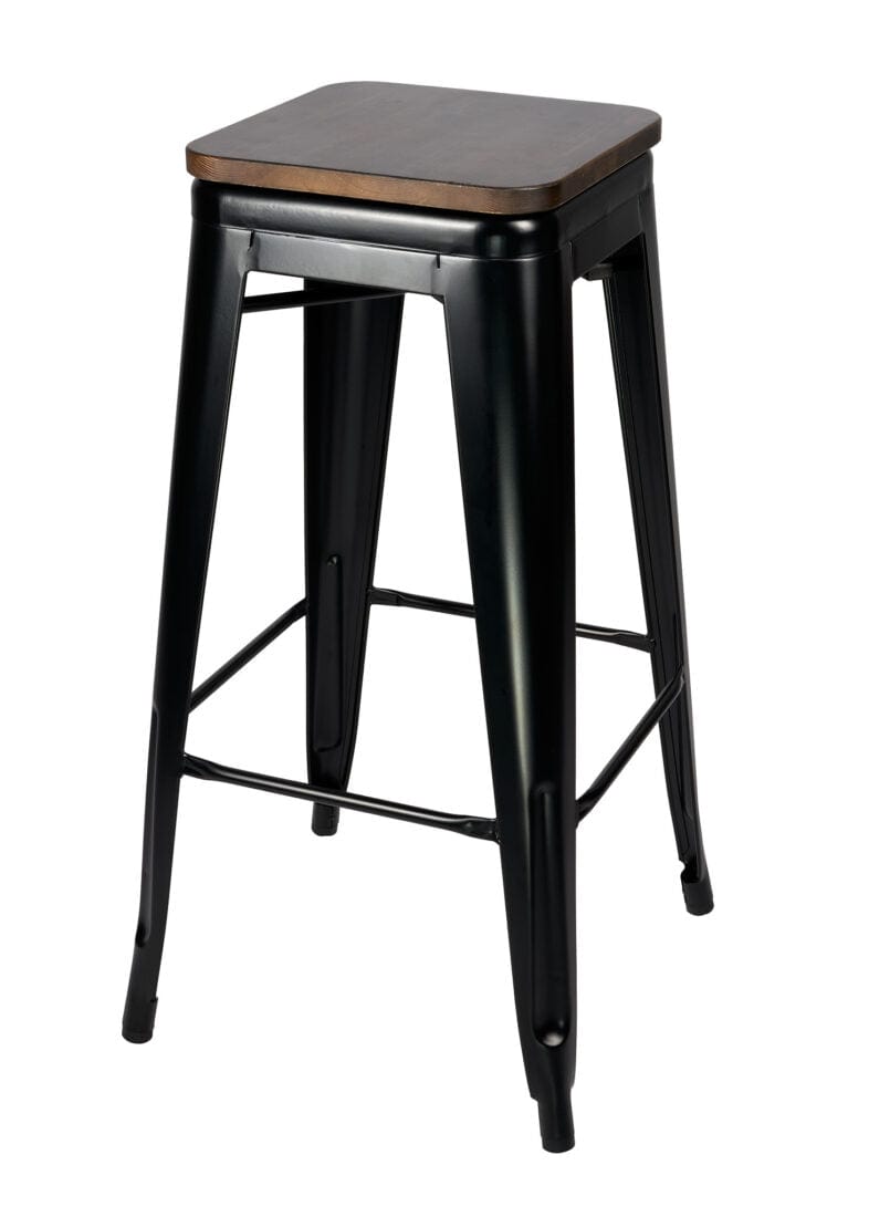 Chivari Black Semi-Gloss Tolix Style Metal Stool BTMBM-AX-T