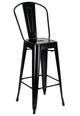 Chivari Black Semi-Gloss Tolix Style Metal Barstool with Back BTBMBM-AX-T