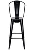Chivari Black Semi-Gloss Tolix Style Metal Barstool with Back BTBMBM-AX-T