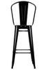 Chivari Black Semi-Gloss Tolix Style Metal Barstool with Back BTBMBM-AX-T