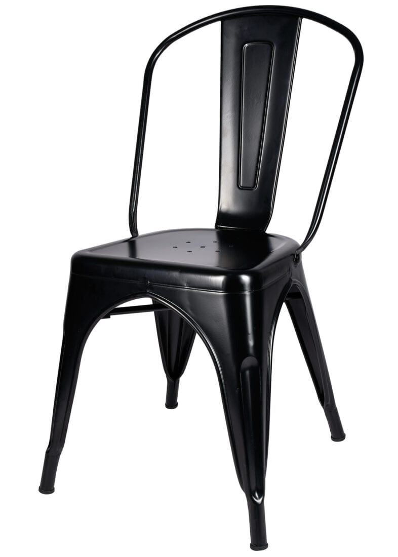 Chivari Black Semi-Gloss Tolix Style Metal Chair CTMBM-AX-T