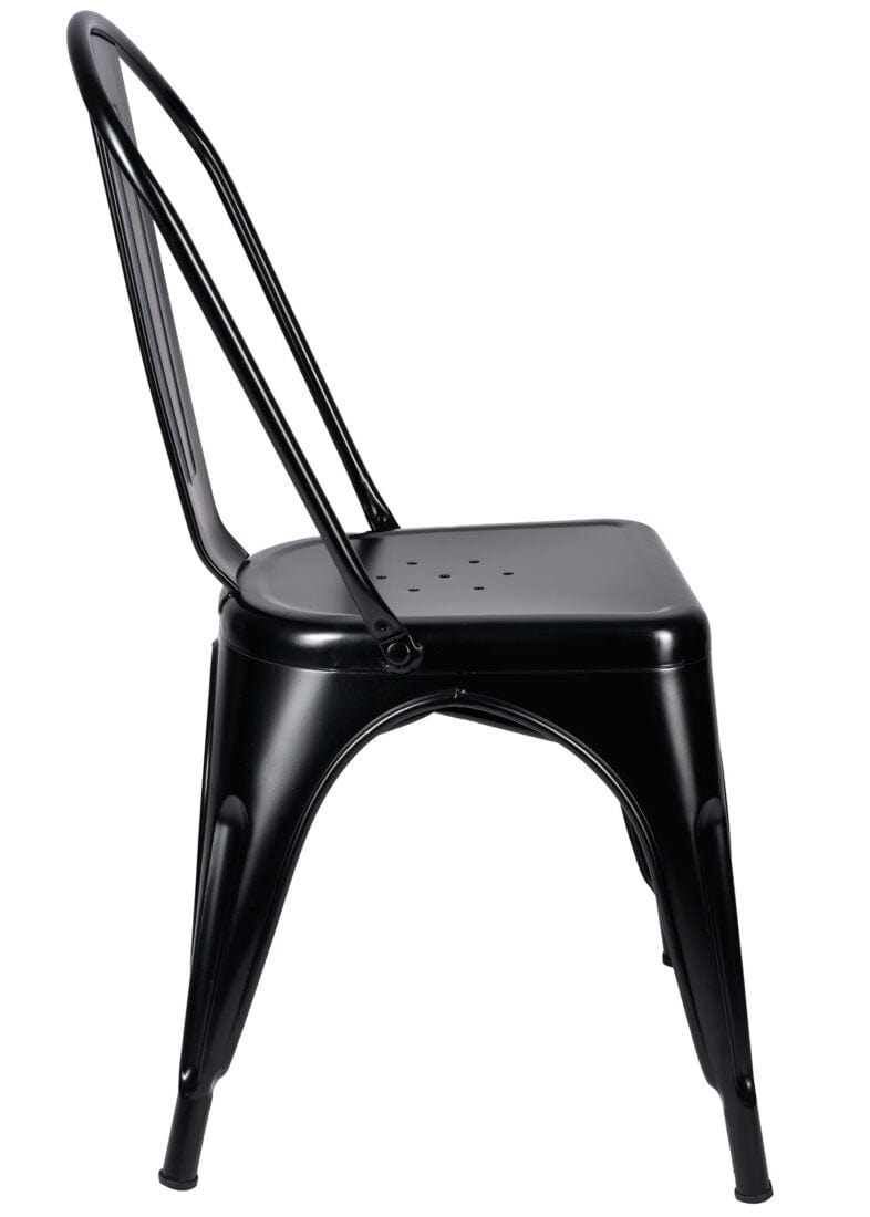 Chivari Black Semi-Gloss Tolix Style Metal Chair CTMBM-AX-T