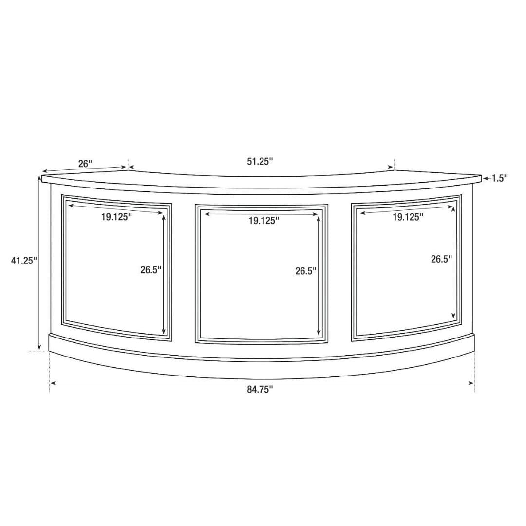 Chivari Scratch and Dent 7' Black 3 Panel Quarter Round Serpentine Bar with HPL Top BAR-SERP3-84KT-BLK-AX-SD