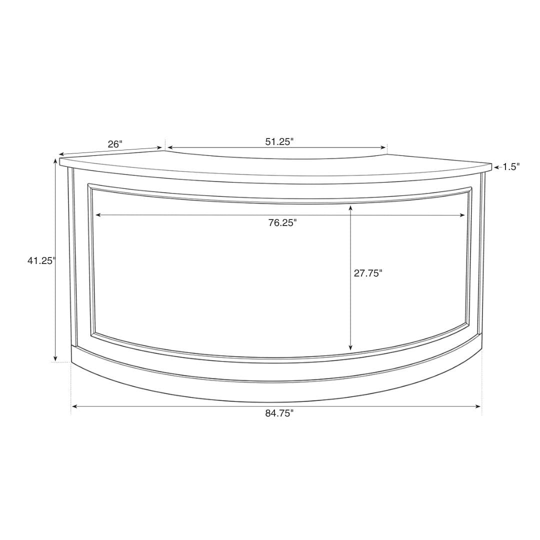 Chivari 7' White Single Panel Quarter Round Serpentine Bar with HPL Top BAR-SERP-84KT-WHT-AX-T