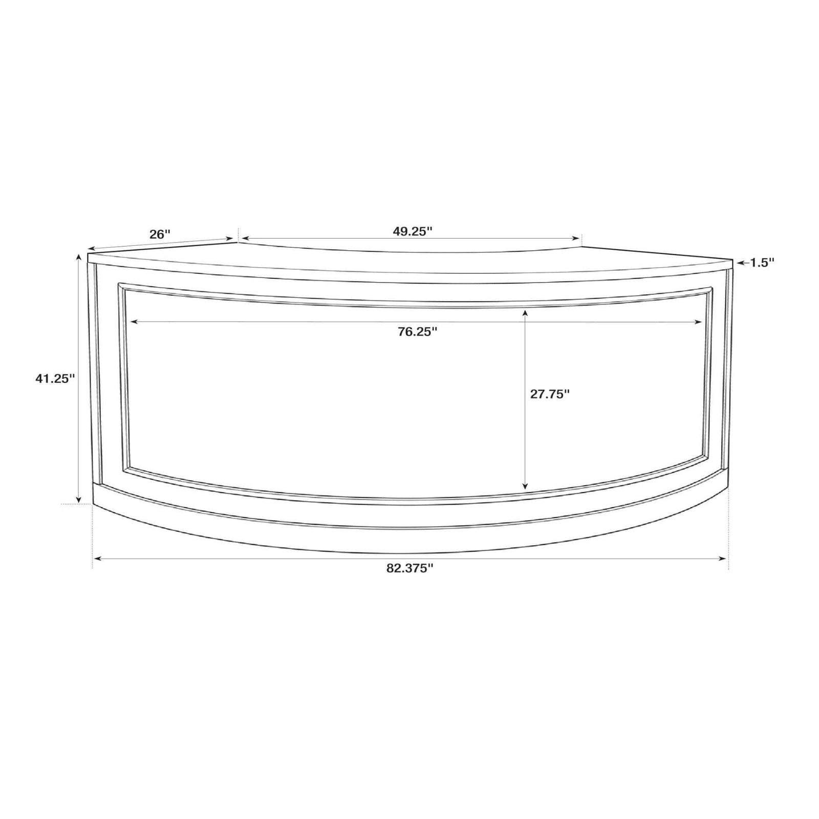 Chivari 7' White Single Panel Quarter Round Serpentine Bar with HPL Flush Top BAR-SERP-84KTFL-WHT-AX-T
