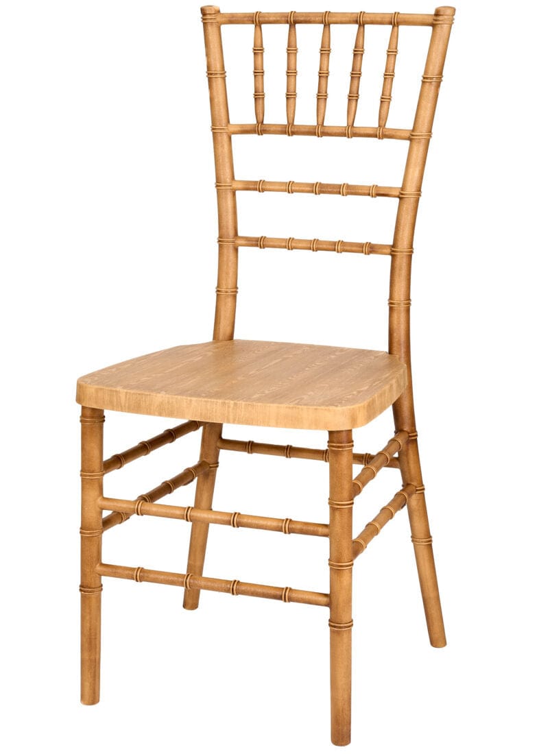 Chivari Natural WoodGrain™ Resin Steel Skeleton™ Chiavari Chair- 4 Pack - Some Assembly Required CCRN-U4-STEEL-AX-T-4