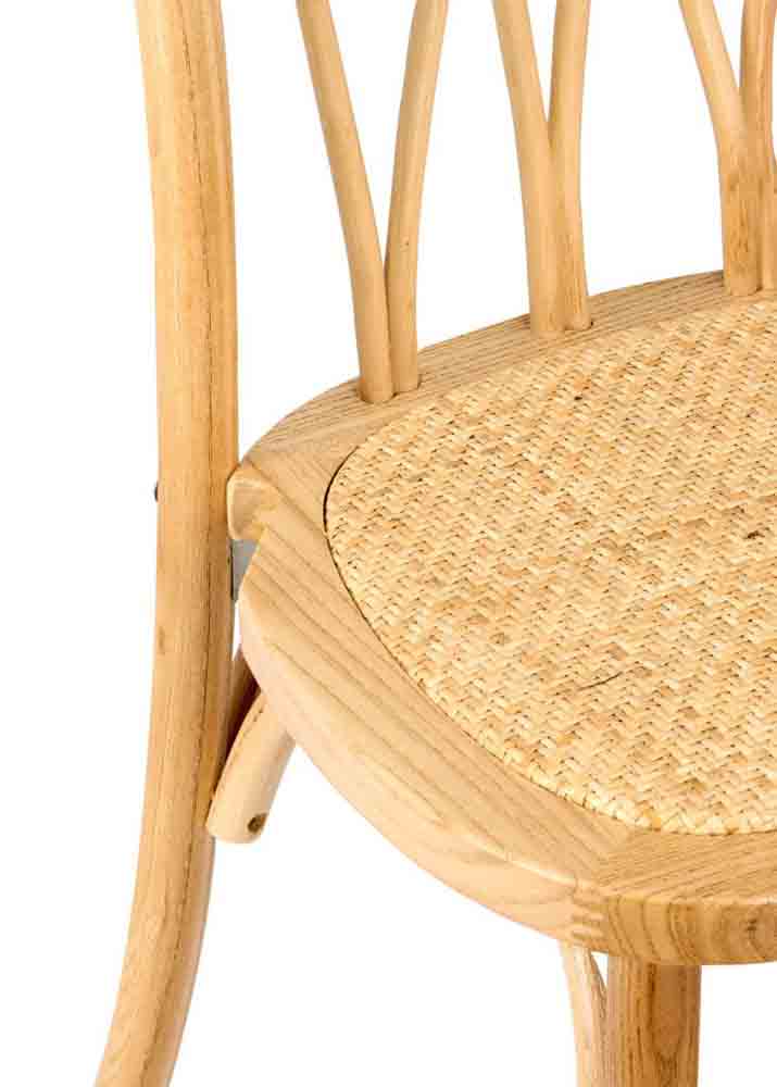 Chivari Natural ToughWood™ Willow Wood Chair With Rattan Seat CWWN-RS-AX-T