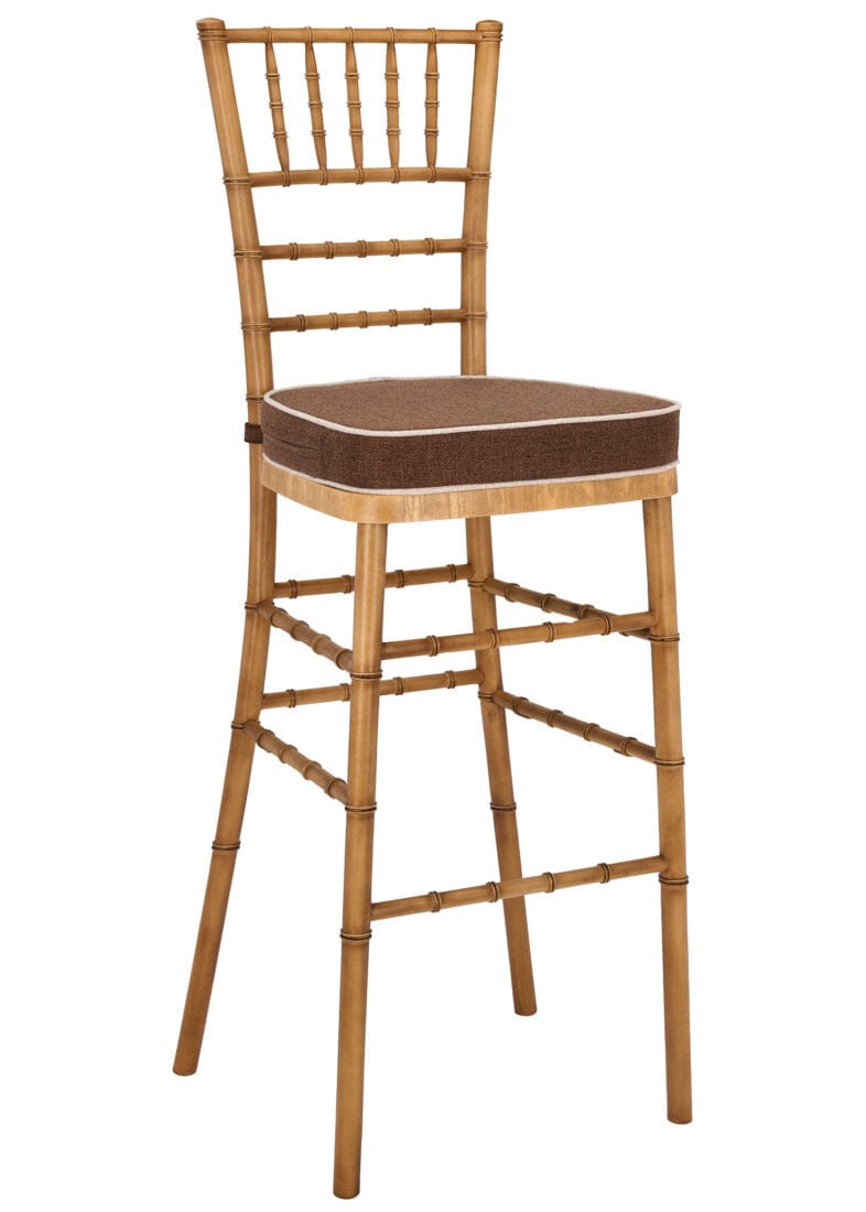 Chivari Natural WoodGrain™ Resin Steel Skeleton™ Chiavari Barstool BCRNB-ST-AX-T