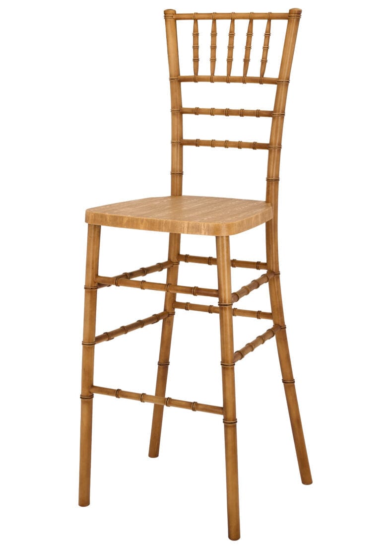 Chivari Natural WoodGrain™ Resin Steel Skeleton™ Chiavari Barstool BCRNB-ST-AX-T